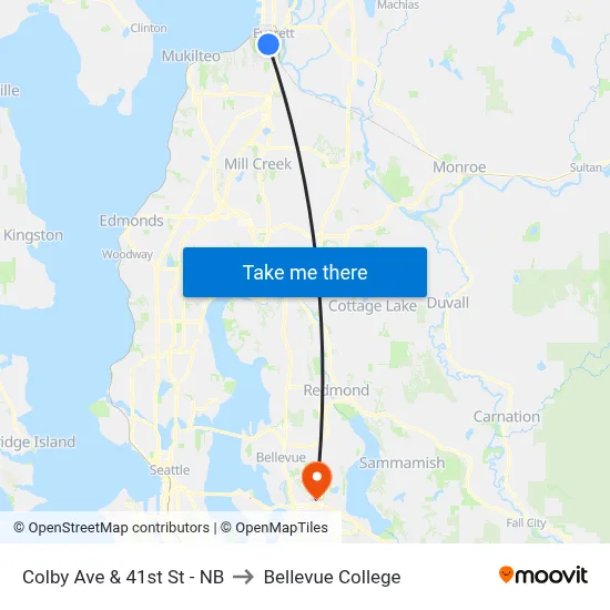Colby Ave & 41st St - NB to Bellevue College map