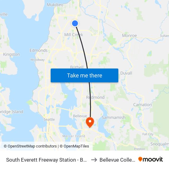 South Everett Freeway Station - Bay 4 to Bellevue College map