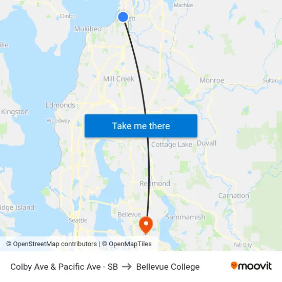 Colby Ave & Pacific Ave - SB to Bellevue College map