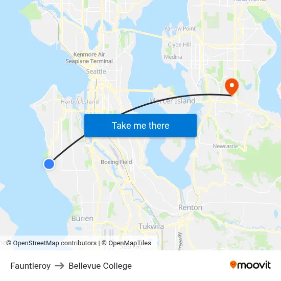 Fauntleroy to Bellevue College map