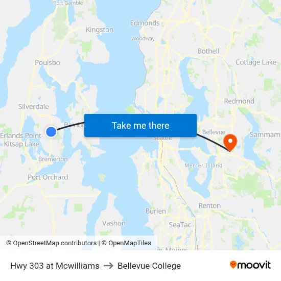 Hwy 303 at Mcwilliams to Bellevue College map