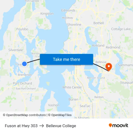 Fuson at Hwy 303 to Bellevue College map