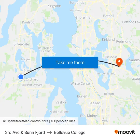 3rd Ave & Sunn Fjord to Bellevue College map