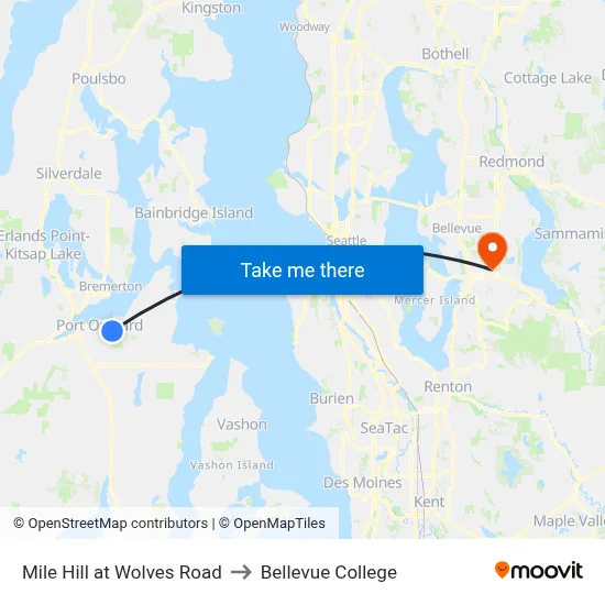 Mile Hill at Wolves Road to Bellevue College map