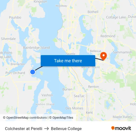 Colchester at Perelli to Bellevue College map