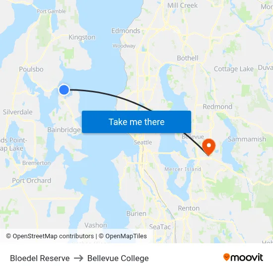 Bloedel Reserve to Bellevue College map