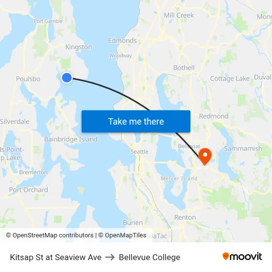 Kitsap St at Seaview Ave to Bellevue College map