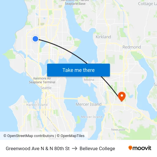 Greenwood Ave N & N 80th St to Bellevue College map