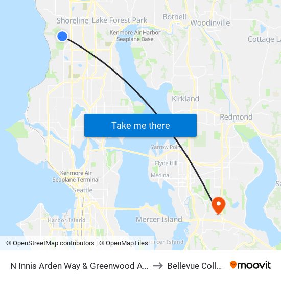 N Innis Arden Way & Greenwood Ave N to Bellevue College map