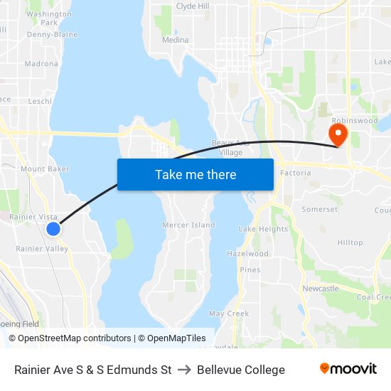 Rainier Ave S & S Edmunds St to Bellevue College map