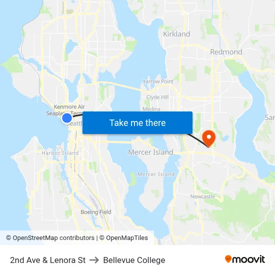 2nd Ave & Lenora St to Bellevue College map