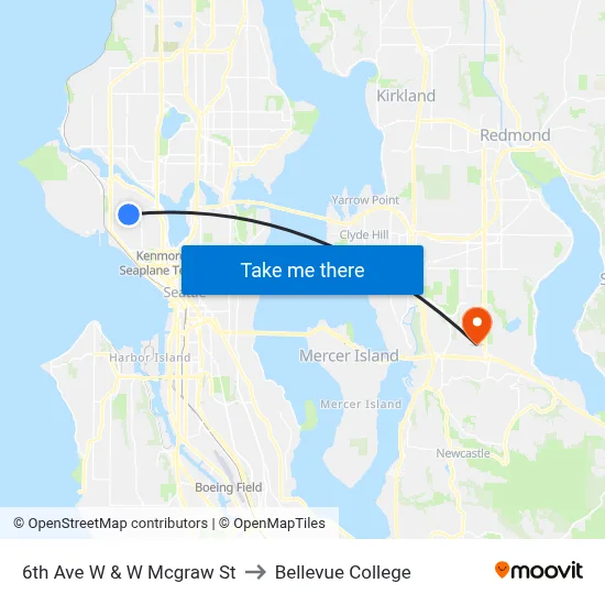 6th Ave W & W Mcgraw St to Bellevue College map