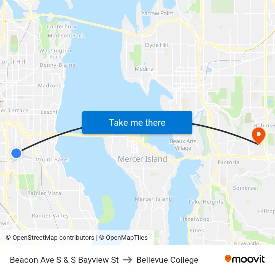 Beacon Ave S & S Bayview St to Bellevue College map