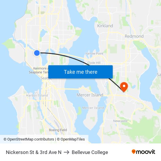 Nickerson St & 3rd Ave N to Bellevue College map