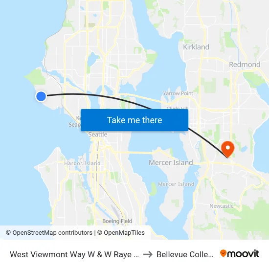 West Viewmont Way W & W Raye St to Bellevue College map