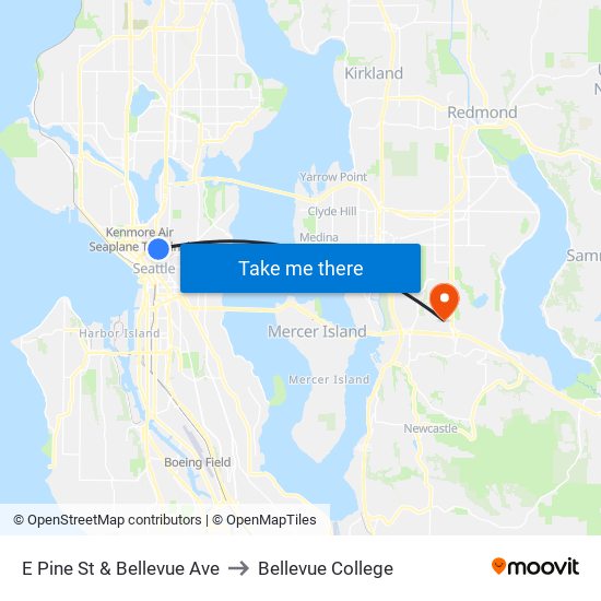 E Pine St & Bellevue Ave to Bellevue College map