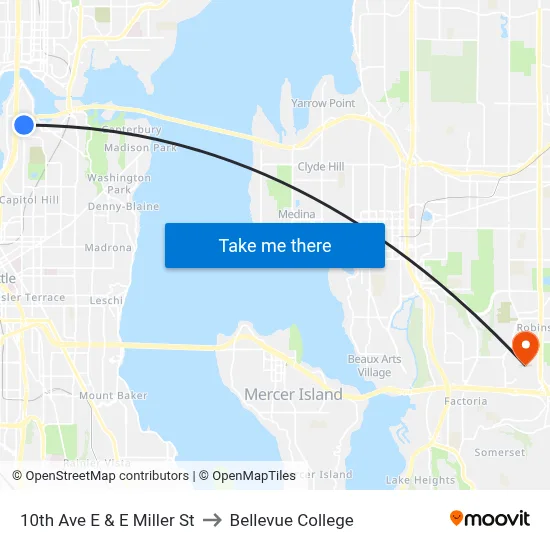 10th Ave E & E Miller St to Bellevue College map