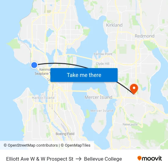Elliott Ave W & W Prospect St to Bellevue College map