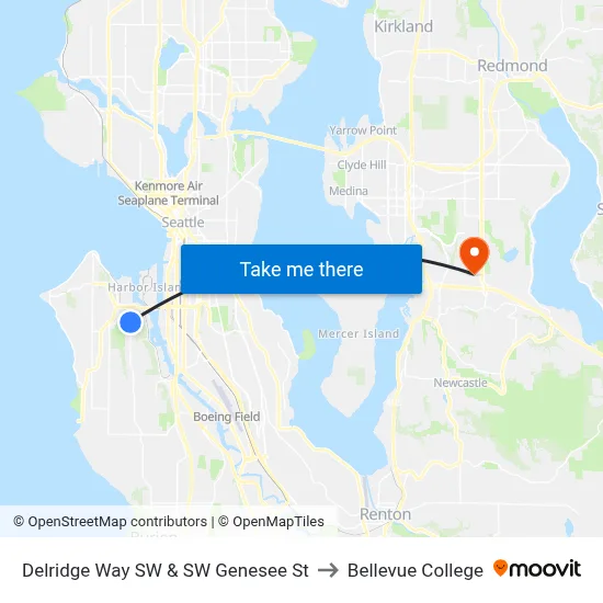 Delridge Way SW & SW Genesee St to Bellevue College map