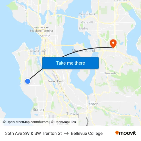 35th Ave SW & SW Trenton St to Bellevue College map