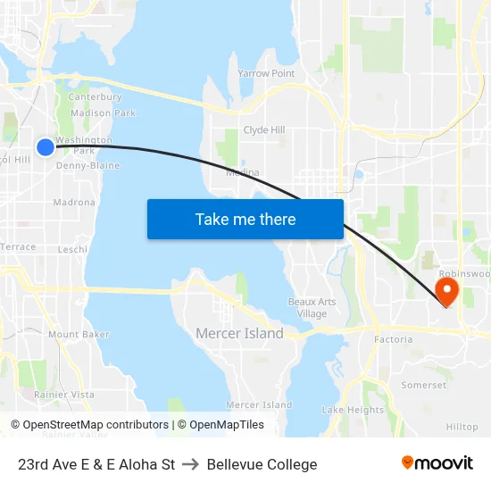 23rd Ave E & E Aloha St to Bellevue College map