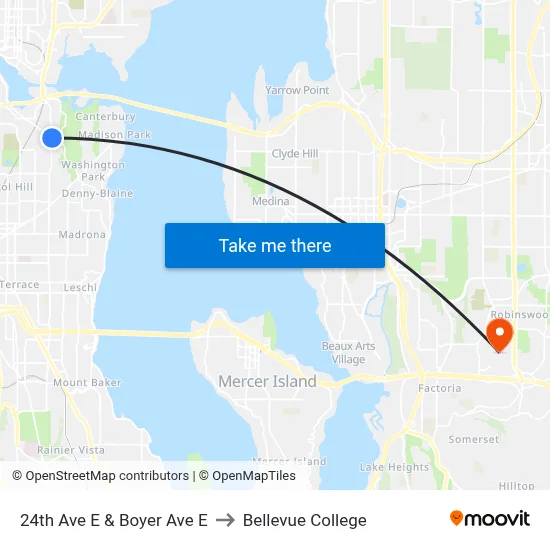 24th Ave E & Boyer Ave E to Bellevue College map