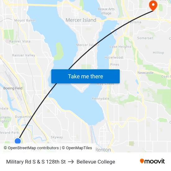Military Rd S & S 128th St to Bellevue College map
