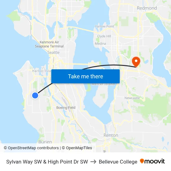 Sylvan Way SW & High Point Dr SW to Bellevue College map