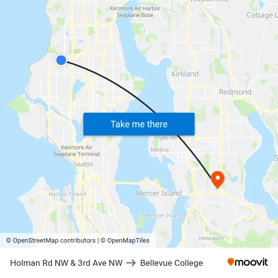 Holman Rd NW & 3rd Ave NW to Bellevue College map