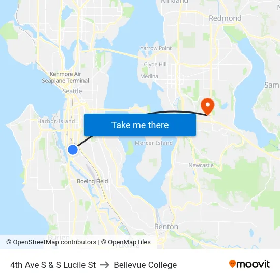 4th Ave S & S Lucile St to Bellevue College map