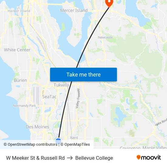 W Meeker St & Russell Rd to Bellevue College map