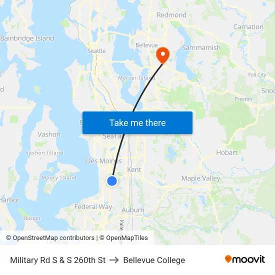 Military Rd S & S 260th St to Bellevue College map