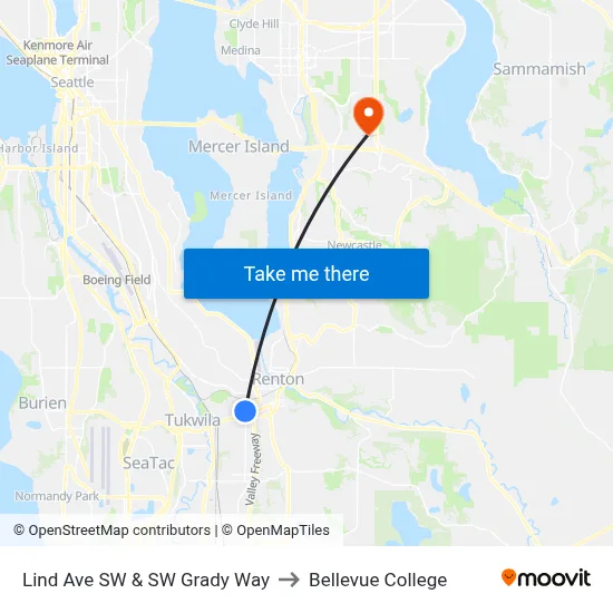 Lind Ave SW & SW Grady Way to Bellevue College map