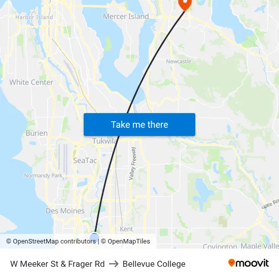 W Meeker St & Frager Rd to Bellevue College map