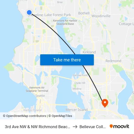 3rd Ave NW & NW Richmond Beach Rd to Bellevue College map