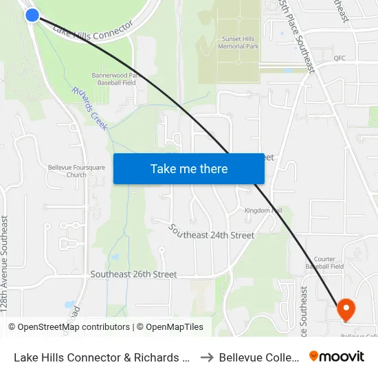 Lake Hills Connector & Richards Rd to Bellevue College map