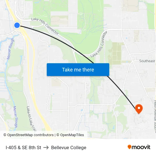 I-405 & SE 8th St to Bellevue College map