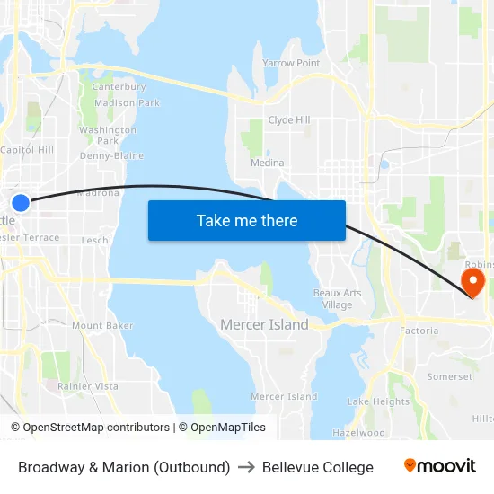 Broadway & Marion (Outbound) to Bellevue College map