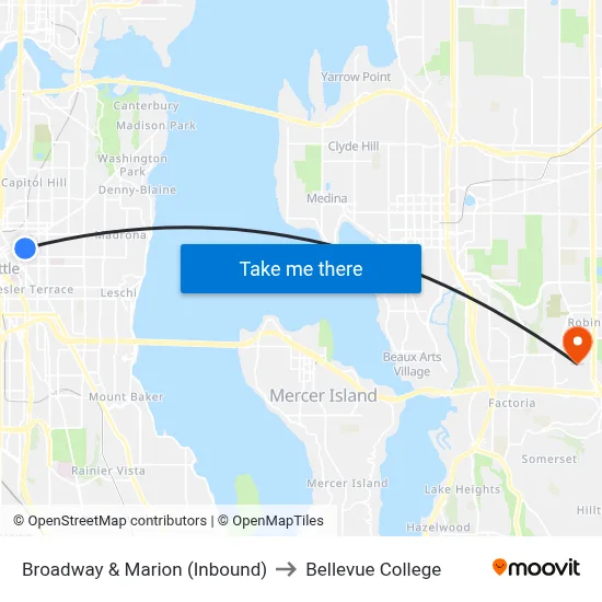 Broadway & Marion (Inbound) to Bellevue College map