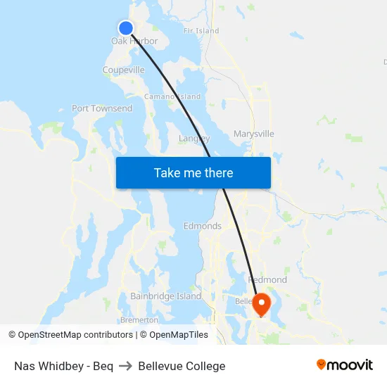Nas Whidbey - Beq to Bellevue College map