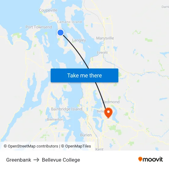 Greenbank to Bellevue College map