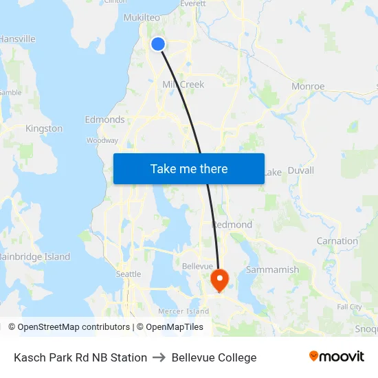 Kasch Park Rd NB Station to Bellevue College map