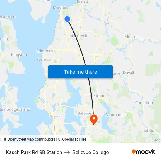 Kasch Park Rd SB Station to Bellevue College map