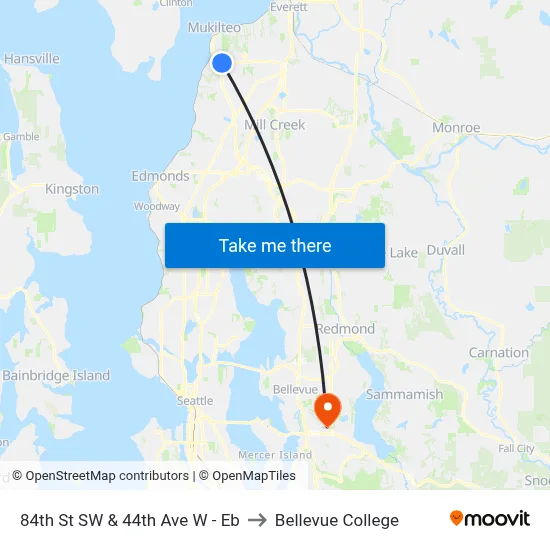 84th St SW & 44th Ave W - Eb to Bellevue College map