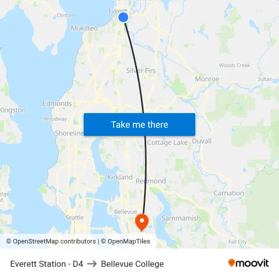 Everett Station - D4 to Bellevue College map
