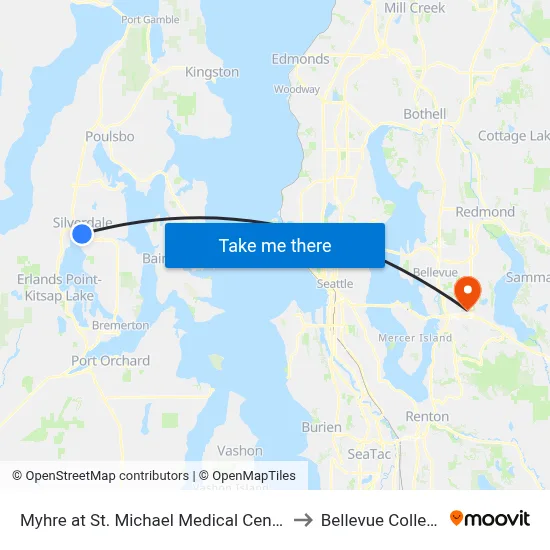 Myhre at St. Michael Medical Center to Bellevue College map
