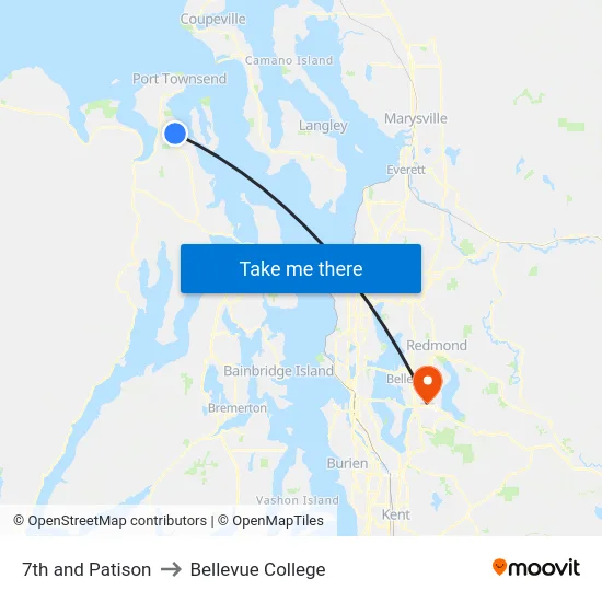 S 7th Ave & Patison St to Bellevue College map