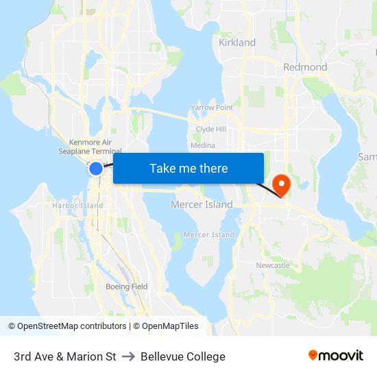 3rd Ave & Marion St to Bellevue College map