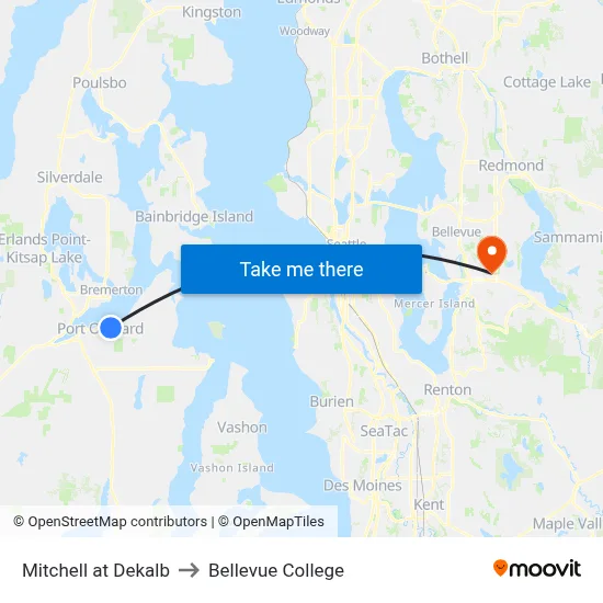 Mitchell at Dekalb to Bellevue College map