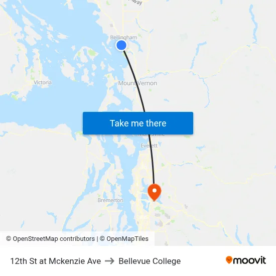 12th St at Mckenzie Ave to Bellevue College map